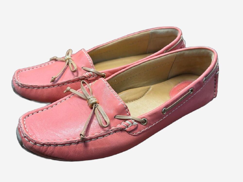Clark’s Pink Leather moccasins Women’s Size 7 Dunbar Racer Leather Driving mocca